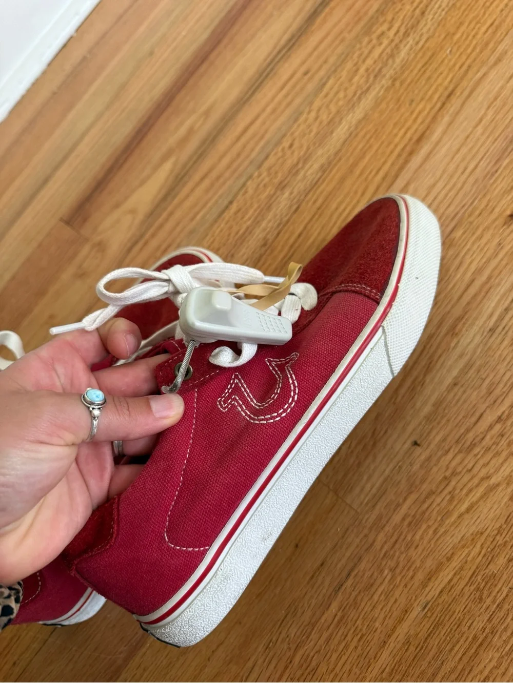 True Religion Men's Red Canvas Sneakers with White Laces